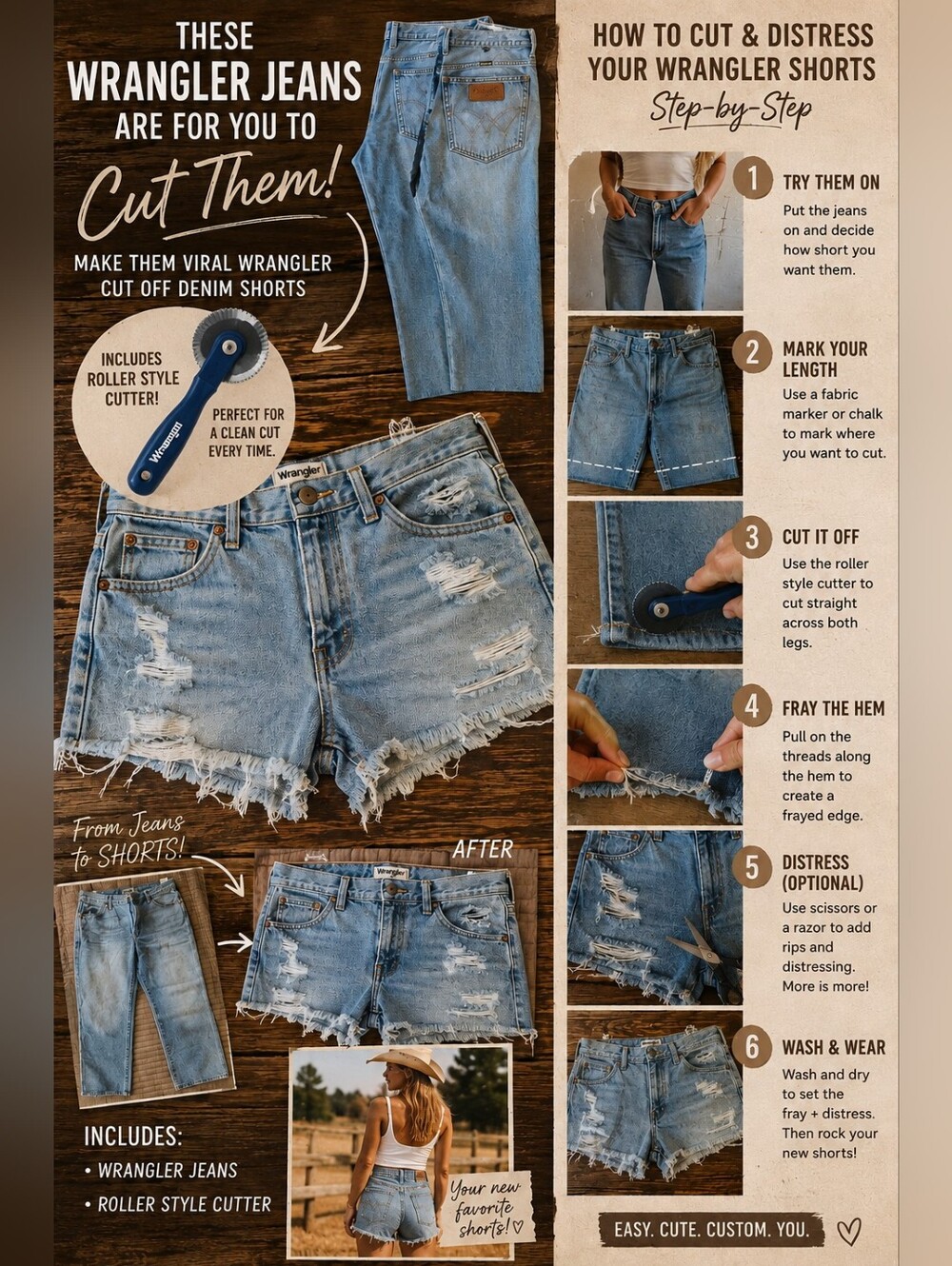 Wrangler Denim Jeans in Light Blue 32x28 PERFECT for Viral DIY shorts!!!